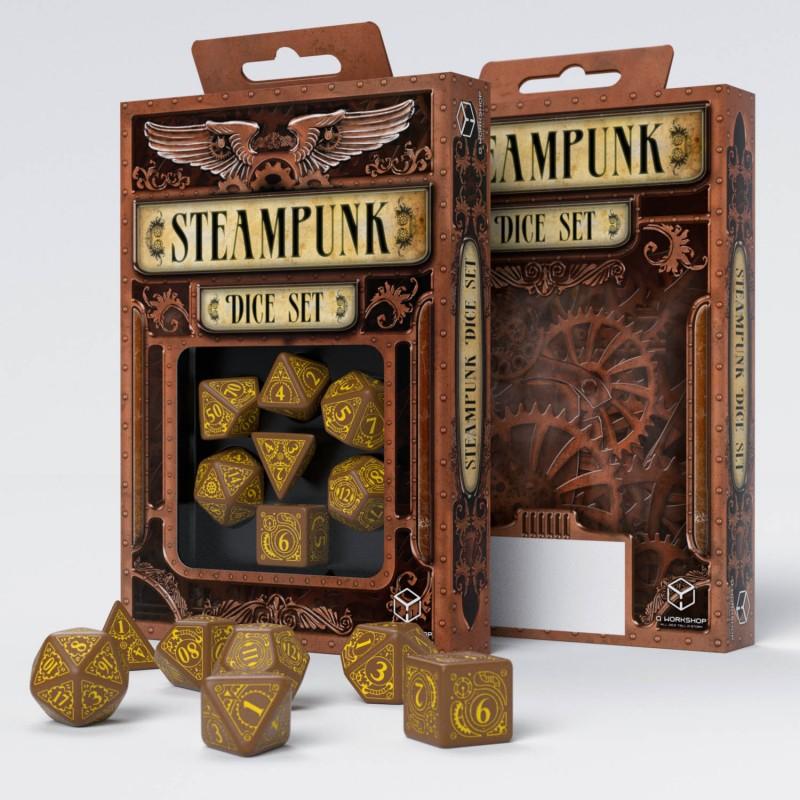 Q Workshop - Steampunk Brown & Yellow Dice Set (7)