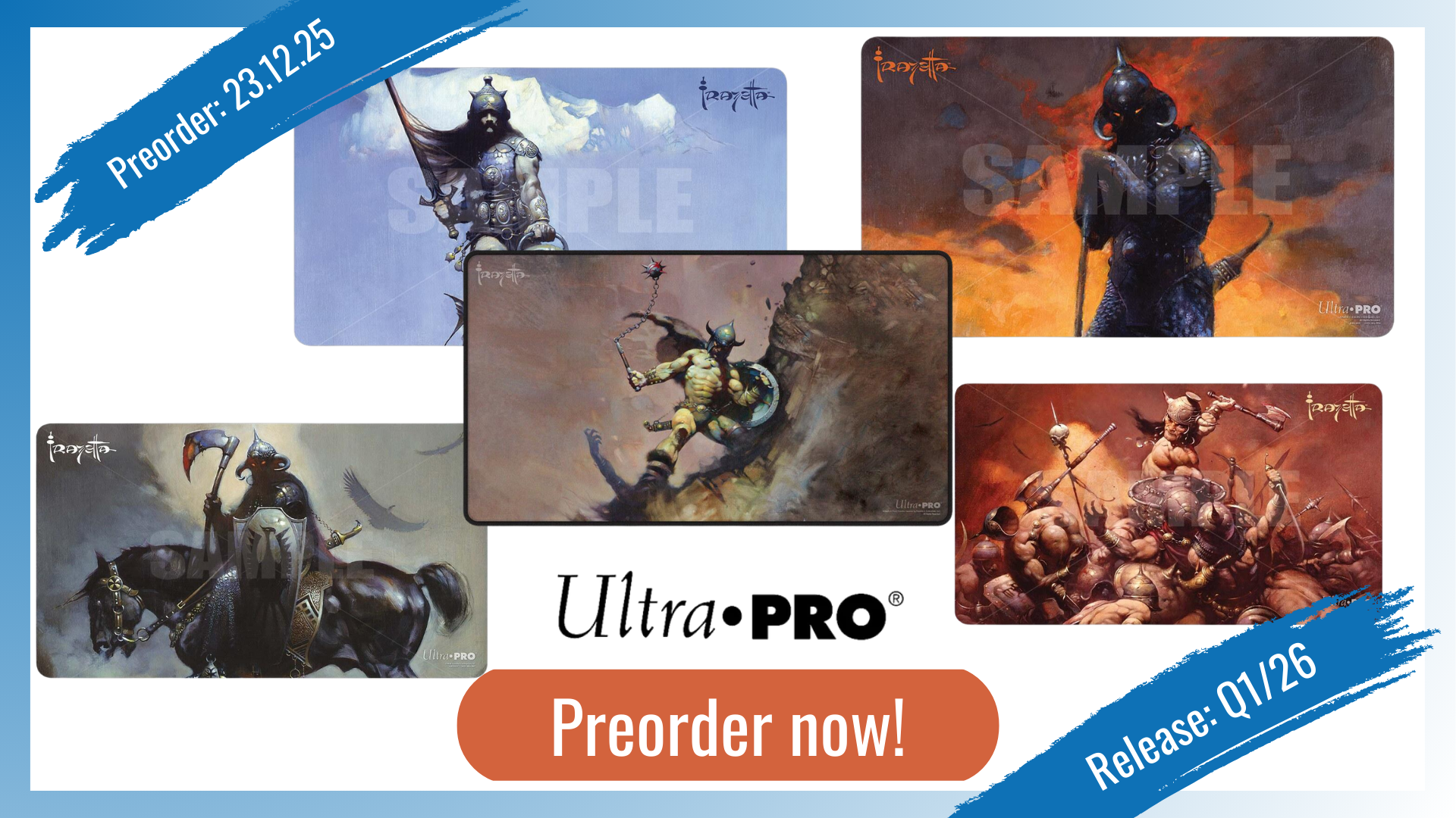 Ultra-Pro-Frank-Frazetta-Playmats-Deckbox-Ravensburger-FUNtainment-Munich-B2B-Cube-Golem-Germany