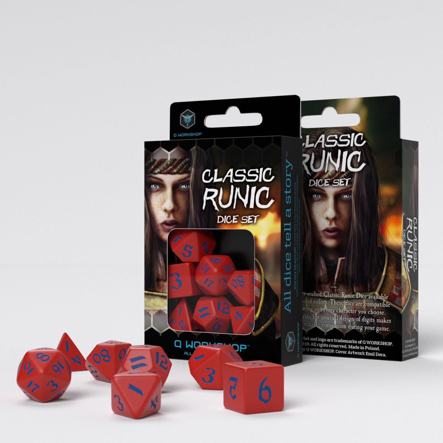 Q Workshop - Classic Runic Red & Blue Dice Set (7)