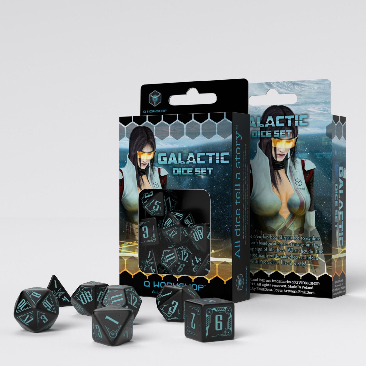 Q Workshop - Galactic Black & Blue Dice Set (7)