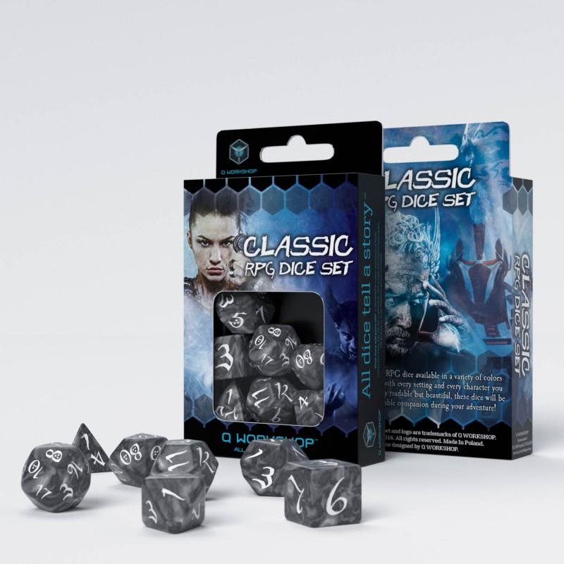 Q Workshop - Classic RPG Smoky & White Dice Set (7)