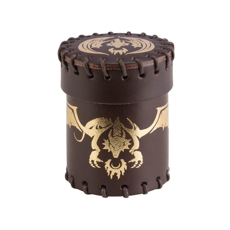 Q Workshop - Flying Dragon Brown & Golden Leather Dice Cup