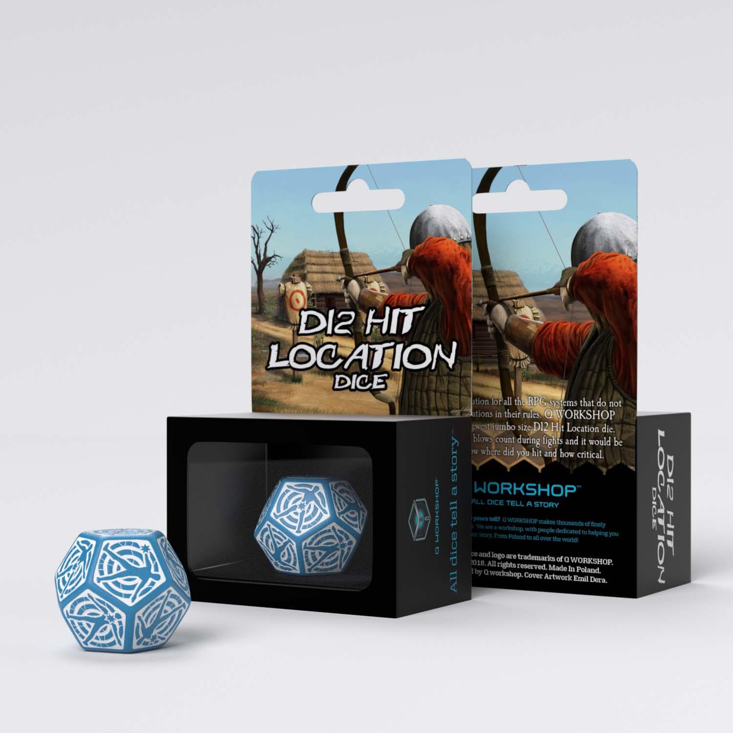 Q Workshop - D12 Hit Location Blue & White dice