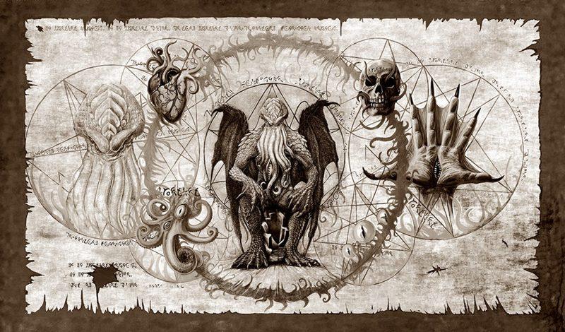 Kraken Wargames: Cthulhu Scroll Sepia Spielmatte umnäht