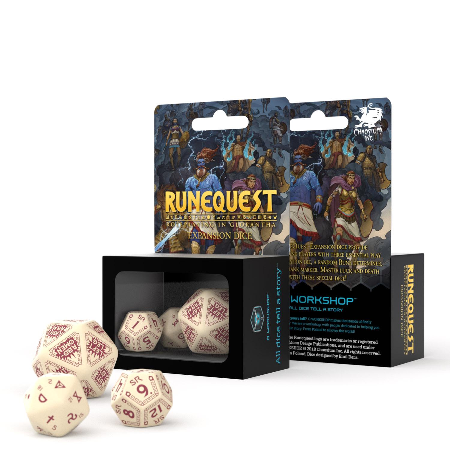 Q Workshop - RuneQuest Beige & Burgundy Expansion Dice (3)