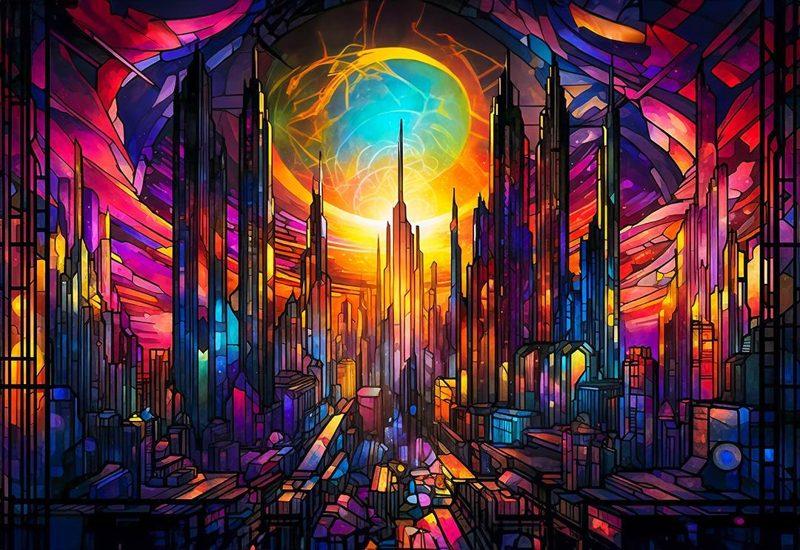 Kraken Wargames: Cyberpunk Glass Spielmatte umnäht