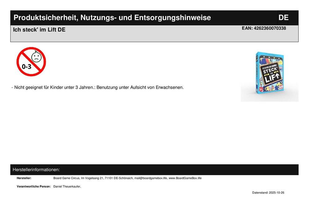 Ich steck' im Lift DE