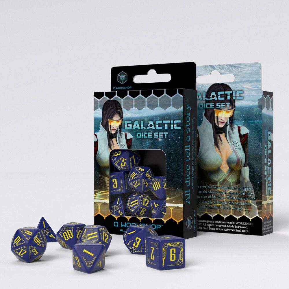 Q Workshop - Galactic Navy & Yellow Dice Set (7)
