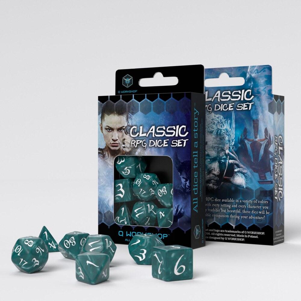 Q Workshop - Classic RPG Stormy & White Dice Set (7)