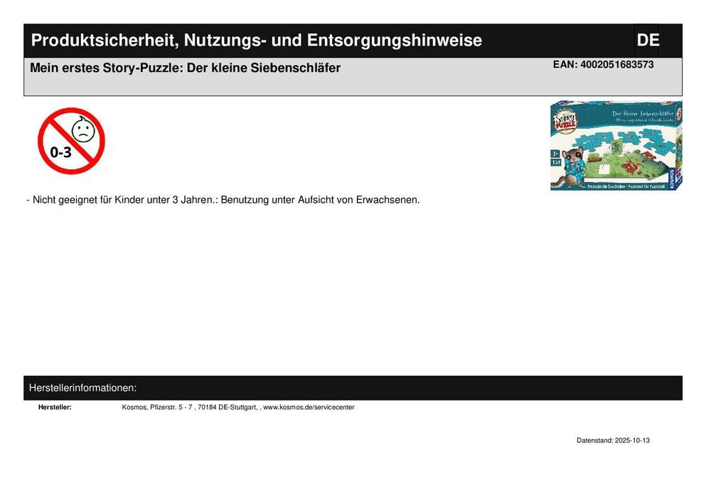 Mein erstes Story-Puzzle: Der kleine Siebenschläfer