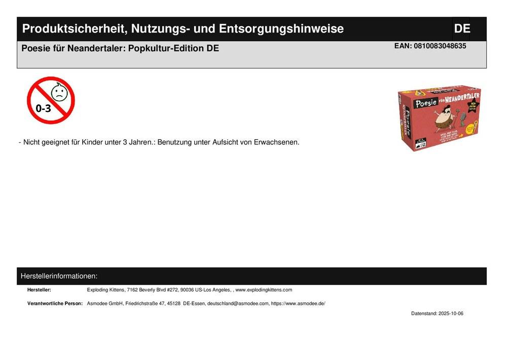 Poesie für Neandertaler: Popkultur-Edition DE