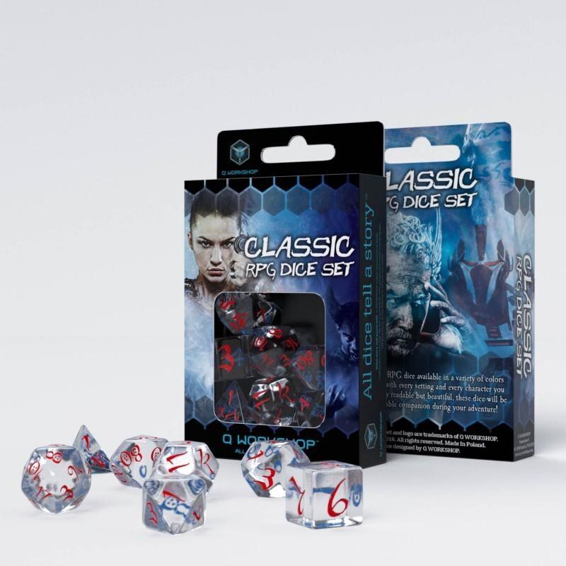 Q Workshop - Classic RPG Translucent & Blue-Red Dice Set (7)