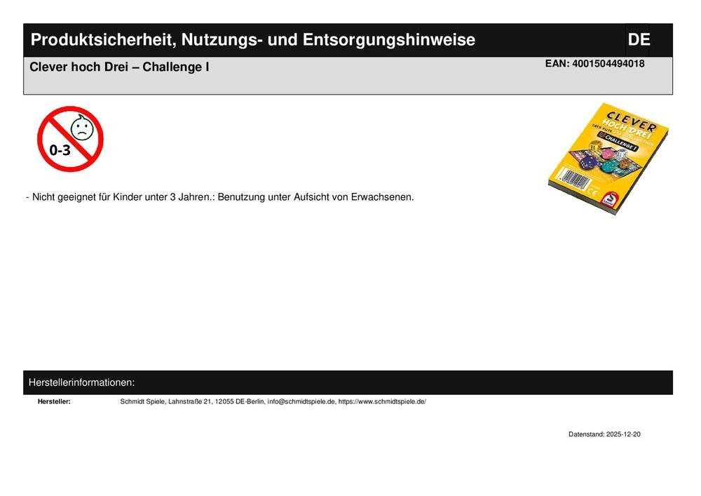 Clever hoch Drei  Challenge I