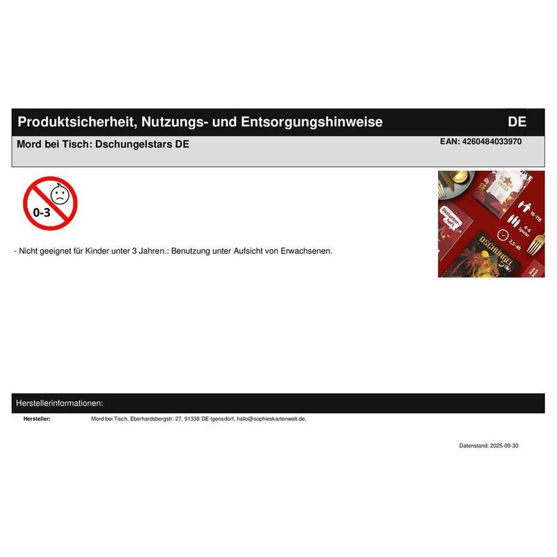 Mord bei Tisch: Dschungelstars DE