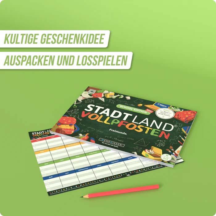 Stadt Land Vollpfosten® Spielblock - School Edition