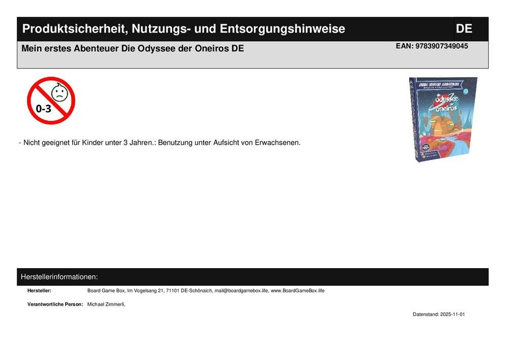 Mein erstes Abenteuer Die Odyssee der Oneiros DE