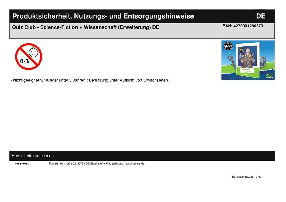 Quiz Club - Science-Fiction + Wissenschaft (Erweiterung) DE