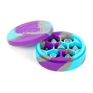 Silicone Round Dice Case Purple/Gray/Light Blue