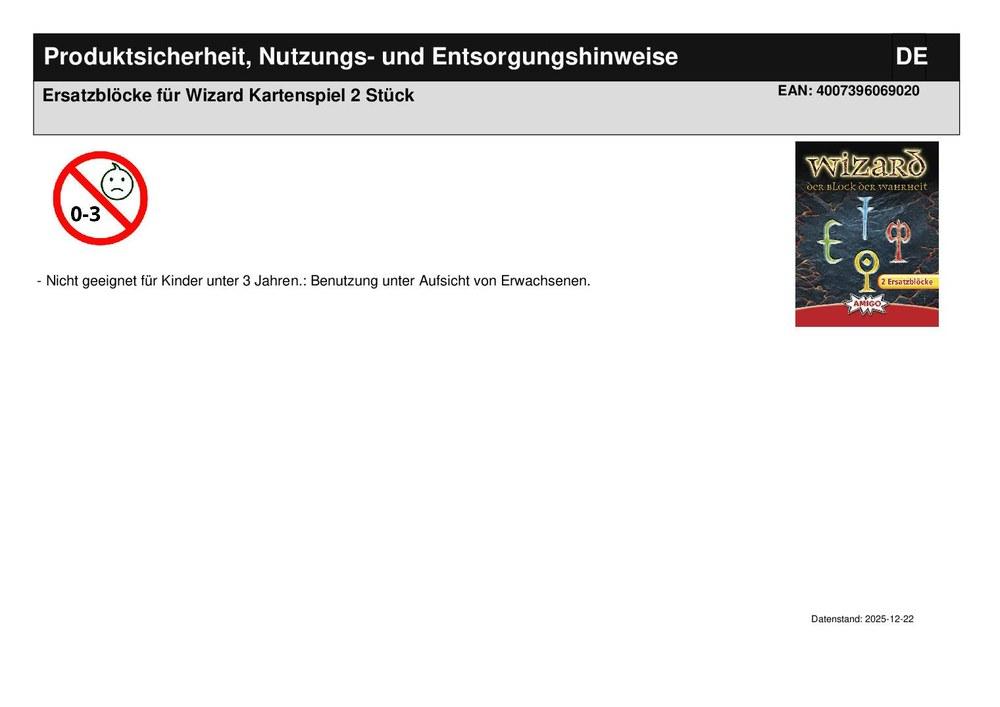 Ersatzblöcke für Wizard Kartenspiel 2 Stück