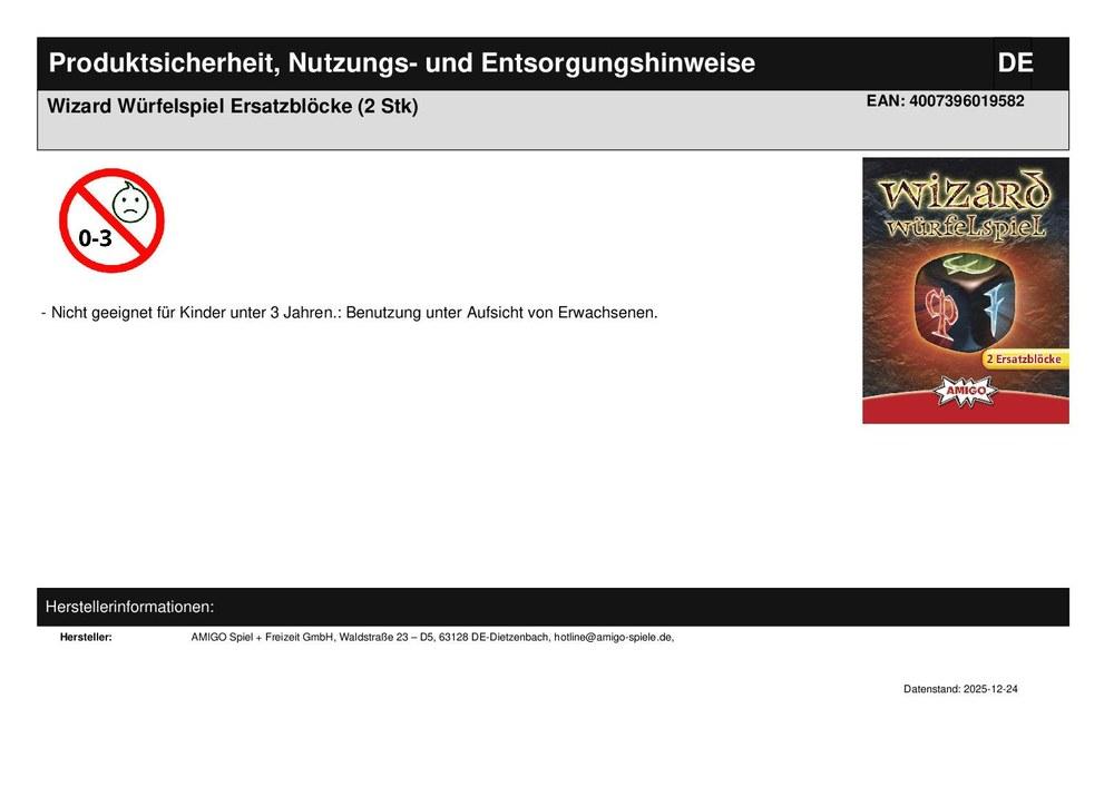 Wizard Würfelspiel Ersatzblöcke (2 Stk)
