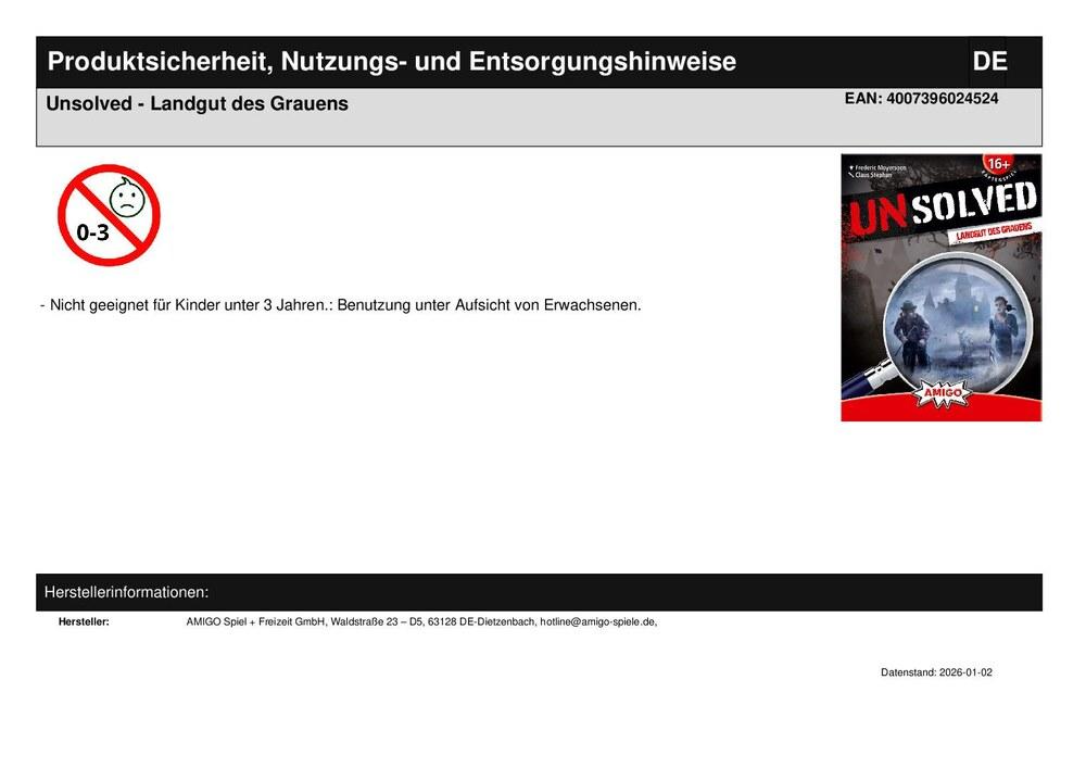 Unsolved - Landgut des Grauens