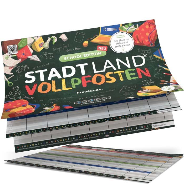 Stadt Land Vollpfosten® Spielblock - School Edition
