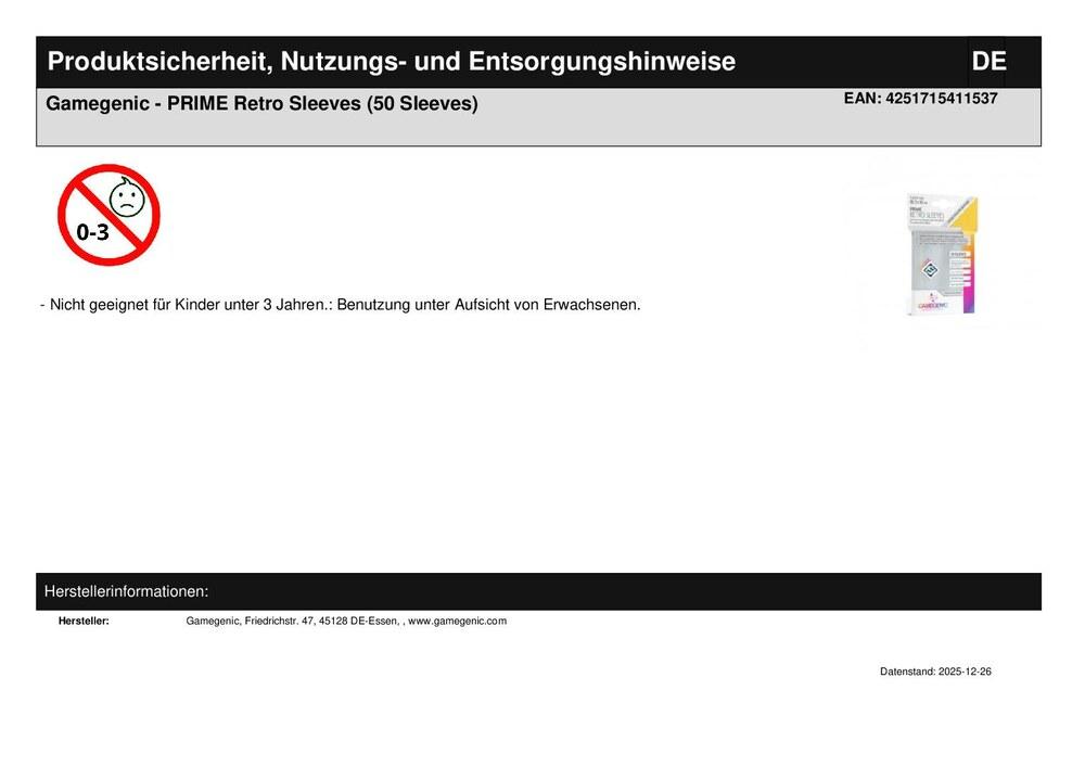 Gamegenic - PRIME Retro Sleeves (50 Sleeves) bei Funtainment München ♥
