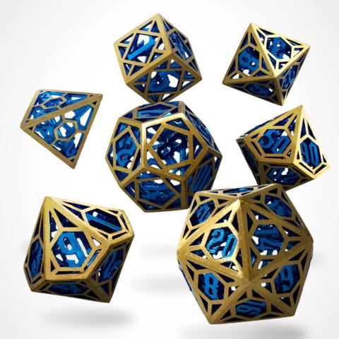 Azure Crown Hollow Metal RPG Dice Set