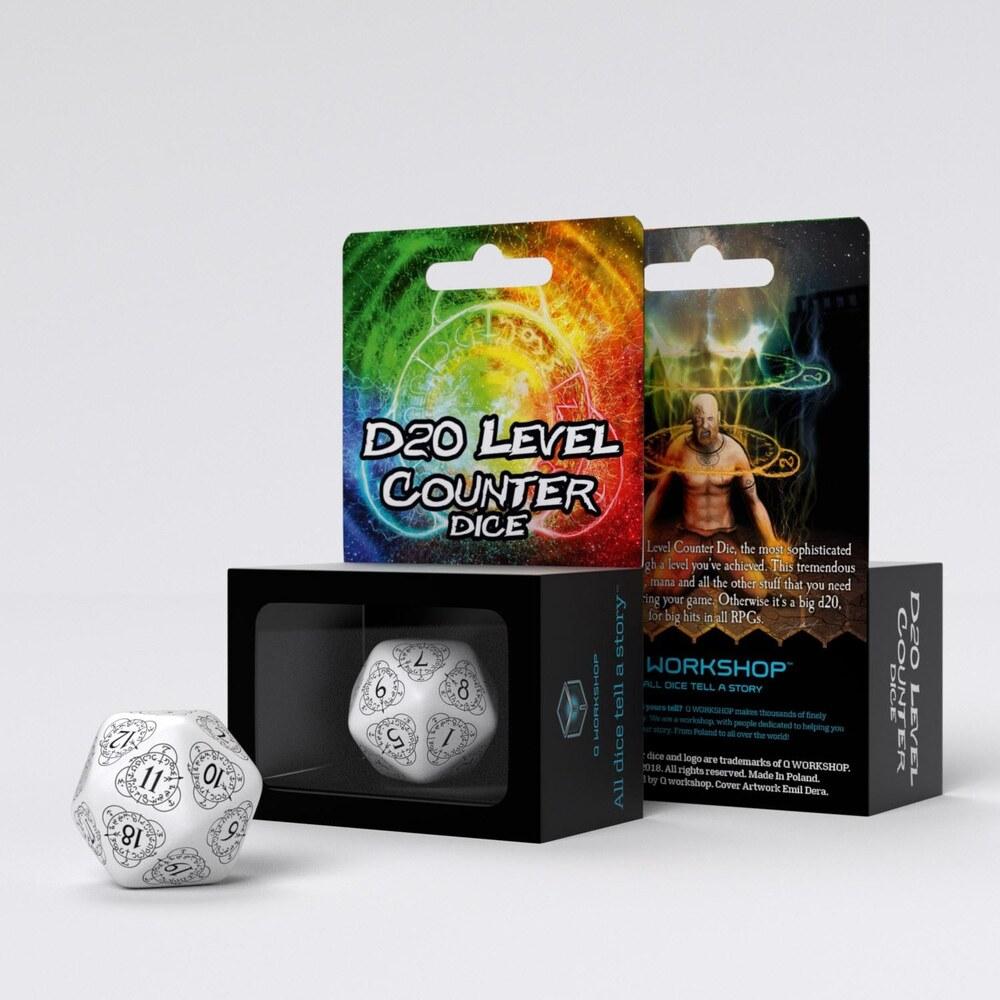 Q Workshop - D20 Level Counter White & Black Die (1)