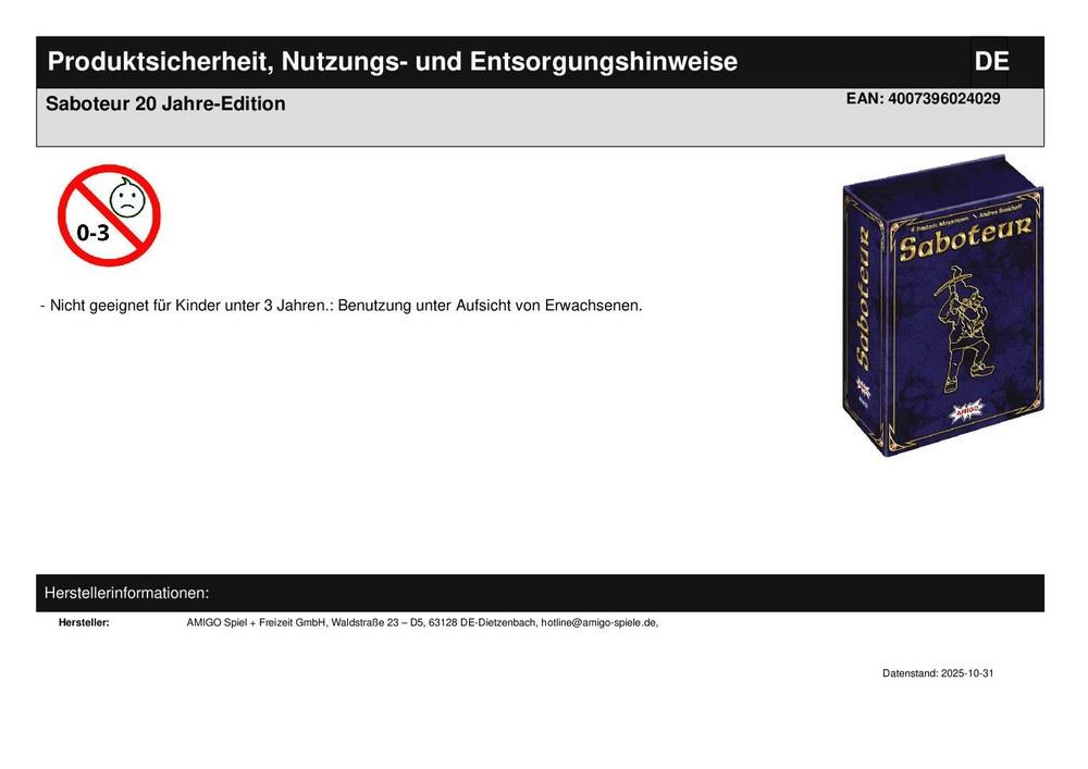 Saboteur 20 Jahre-Edition