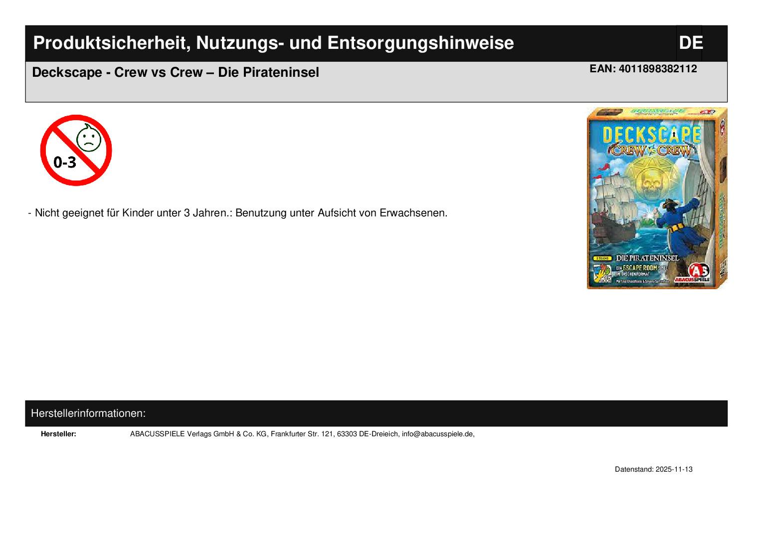 Deckscape - Crew vs Crew  Die Pirateninsel