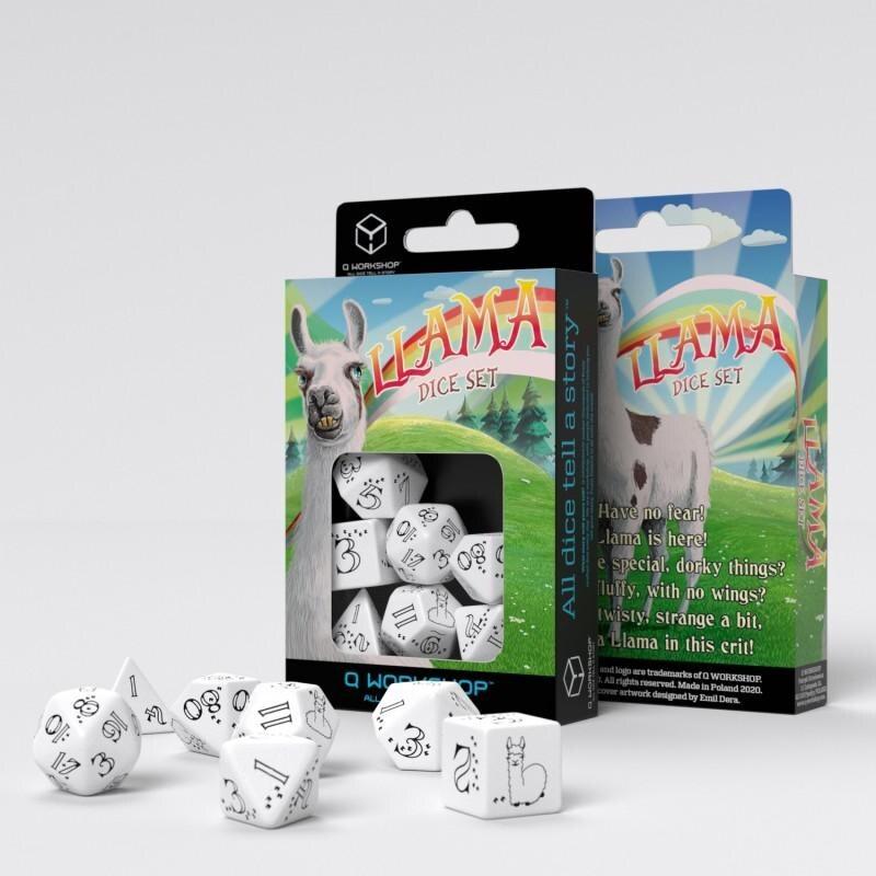 Q Workshop - Bright Llama Dice Set (White & Black)