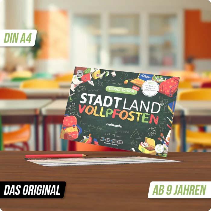 Stadt Land Vollpfosten® Spielblock - School Edition