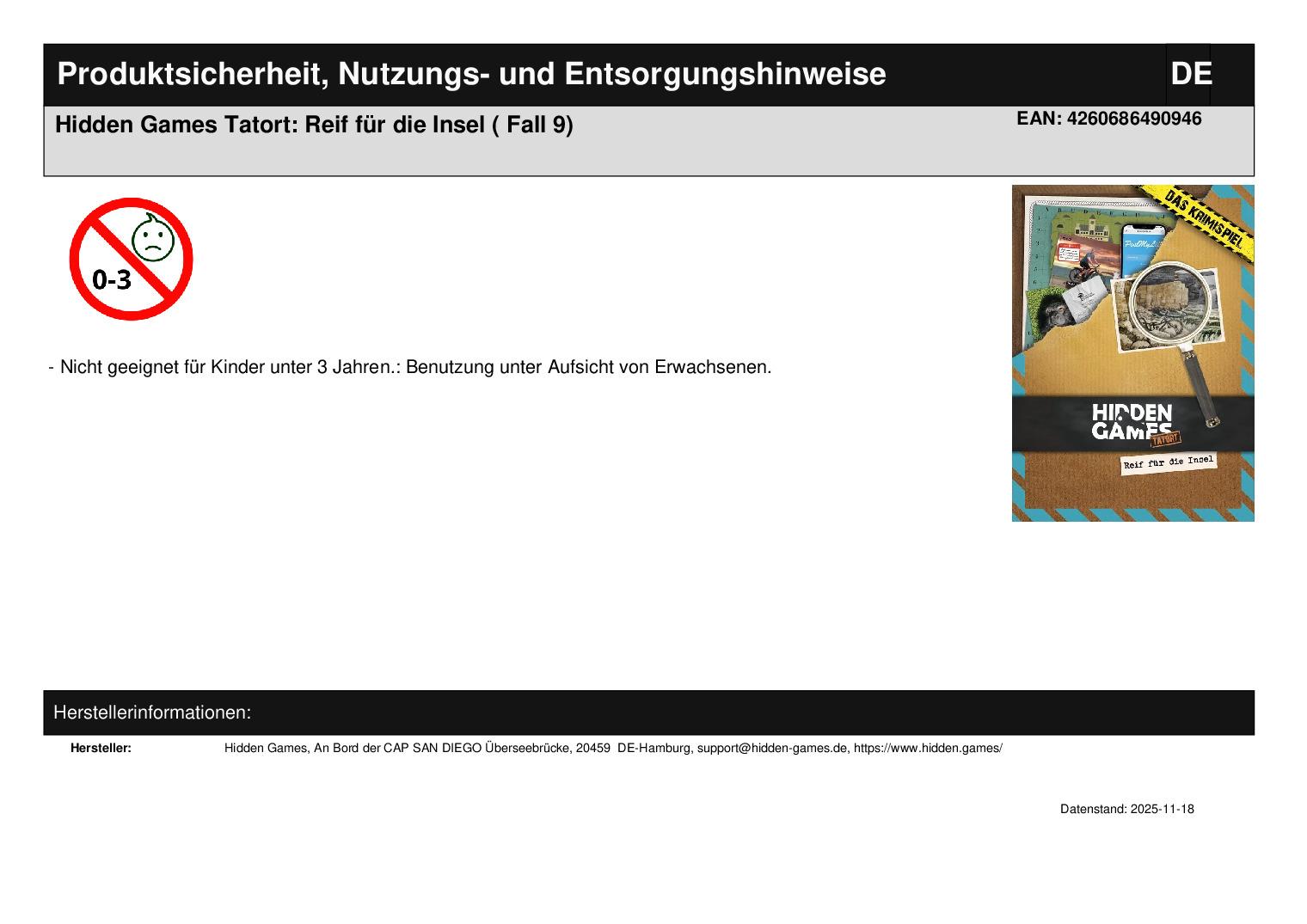 Hidden Games Tatort: Reif für die Insel ( Fall 9)