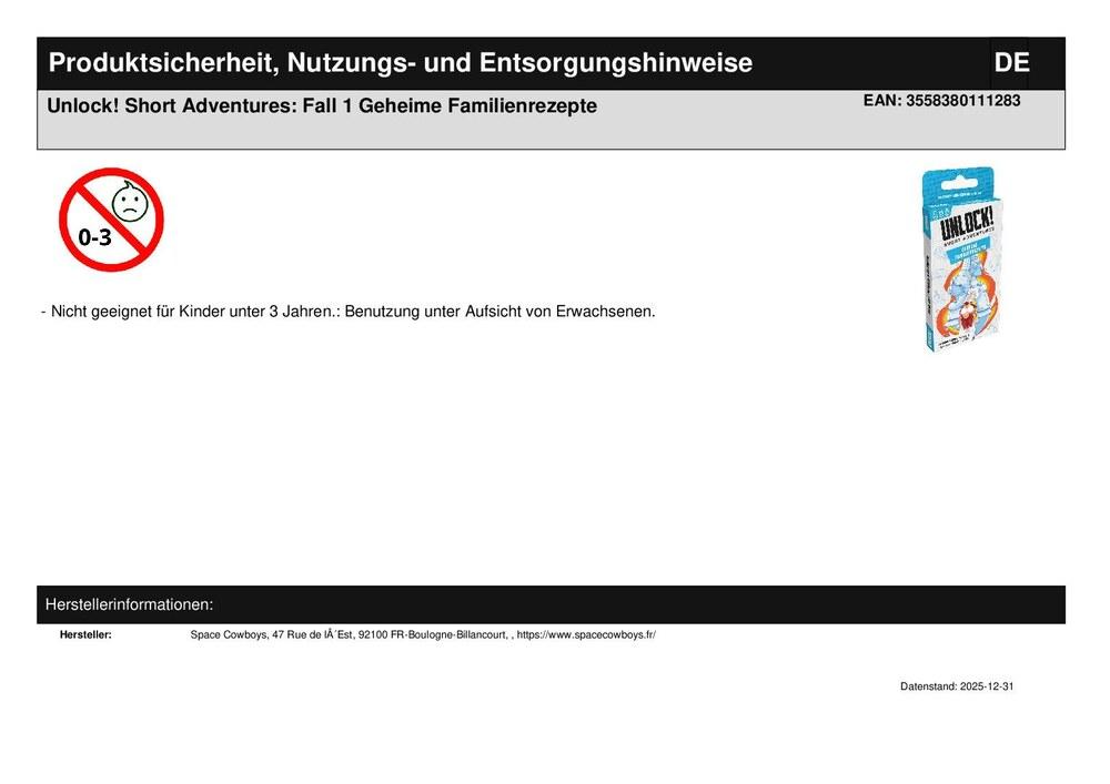 Unlock! Short Adventures: Fall 1 Geheime Familienrezepte