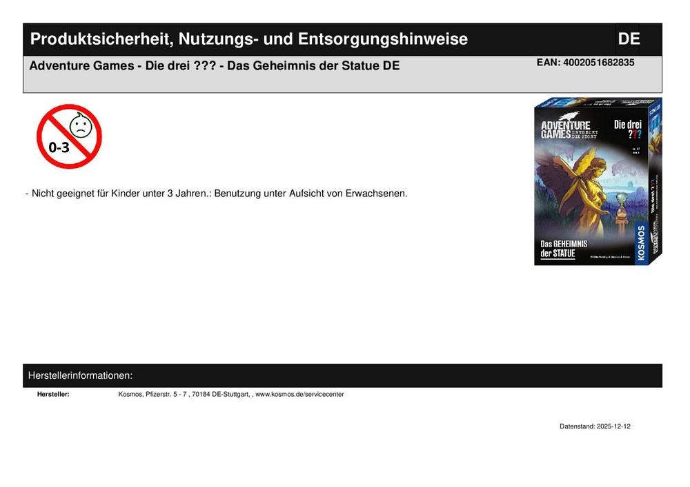 Adventure Games - Die drei ??? - Das Geheimnis der Statue DE