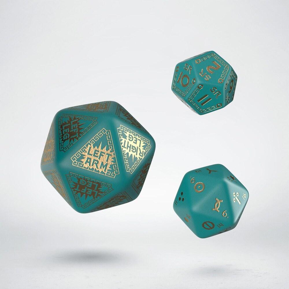 Q Workshop - RuneQuest Turquoise & Gold Expansion Dice (3)