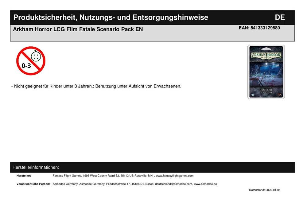 Arkham Horror LCG Film Fatale Scenario Pack EN