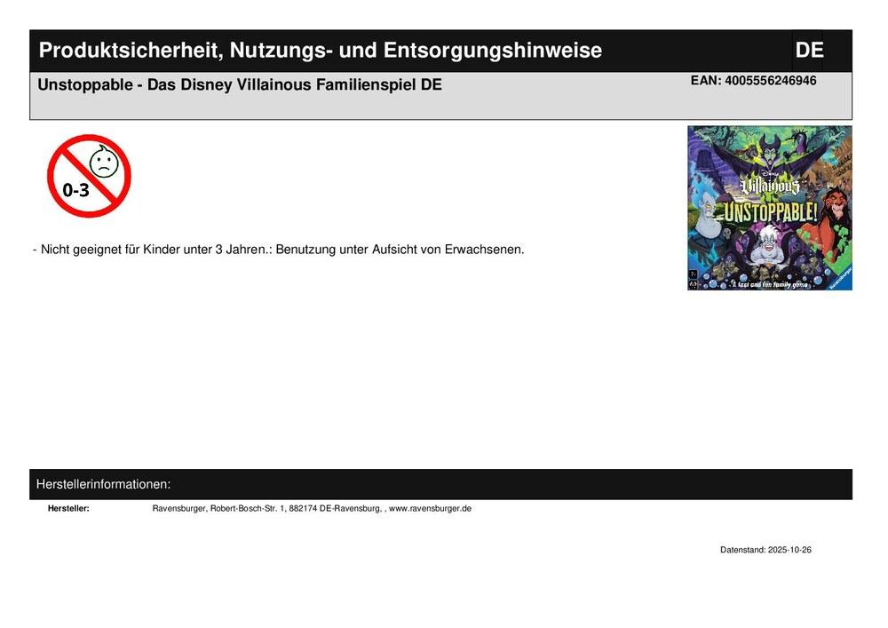 Unstoppable - Das Disney Villainous Familienspiel DE