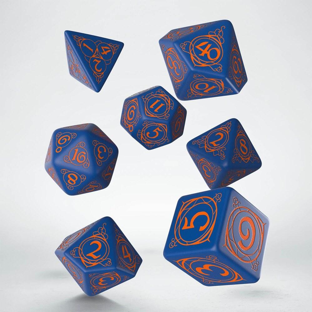 Q Workshop - Wizard Dark-Blue & Orange Dice Set (7)