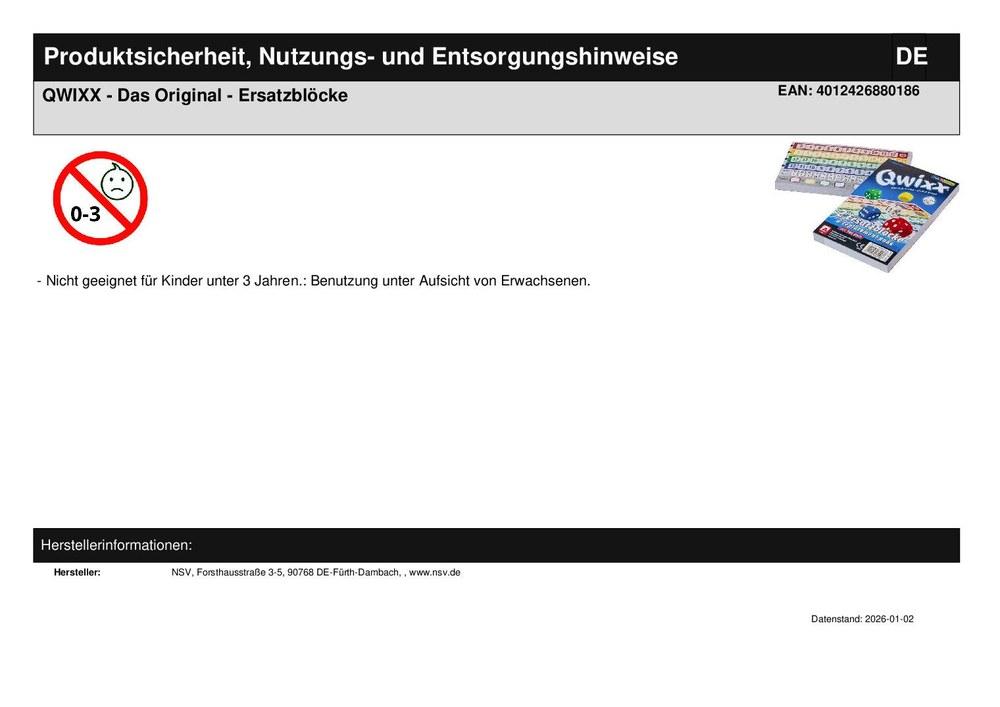 QWIXX - Das Original - Ersatzblöcke