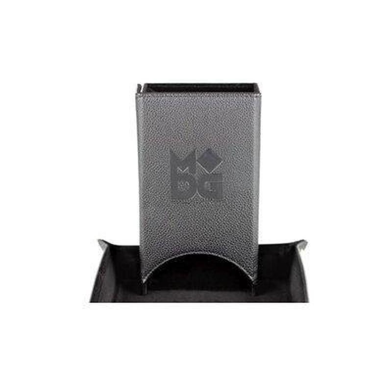 Fold Up Leather Dice Tower Black
