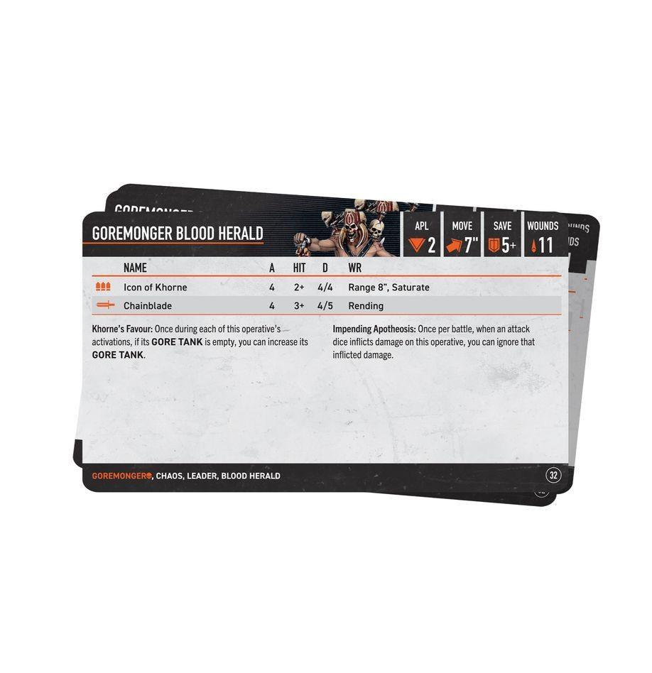 KILL TEAM: GOREMONGERS DATACARDS (ENG) (102-60-60)