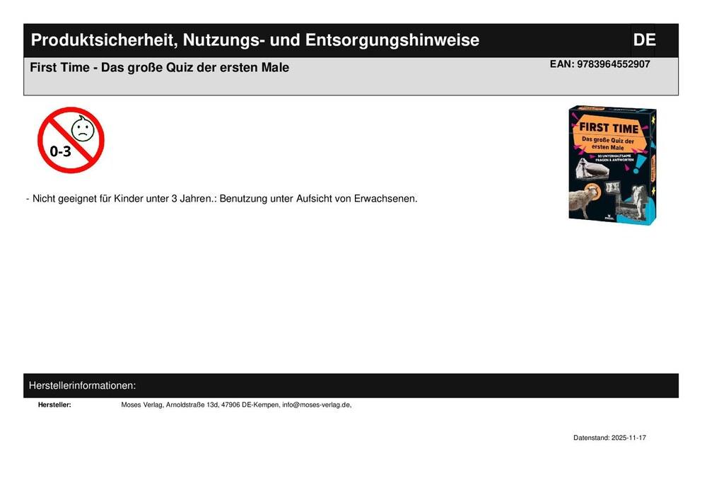 First Time - Das große Quiz der ersten Male