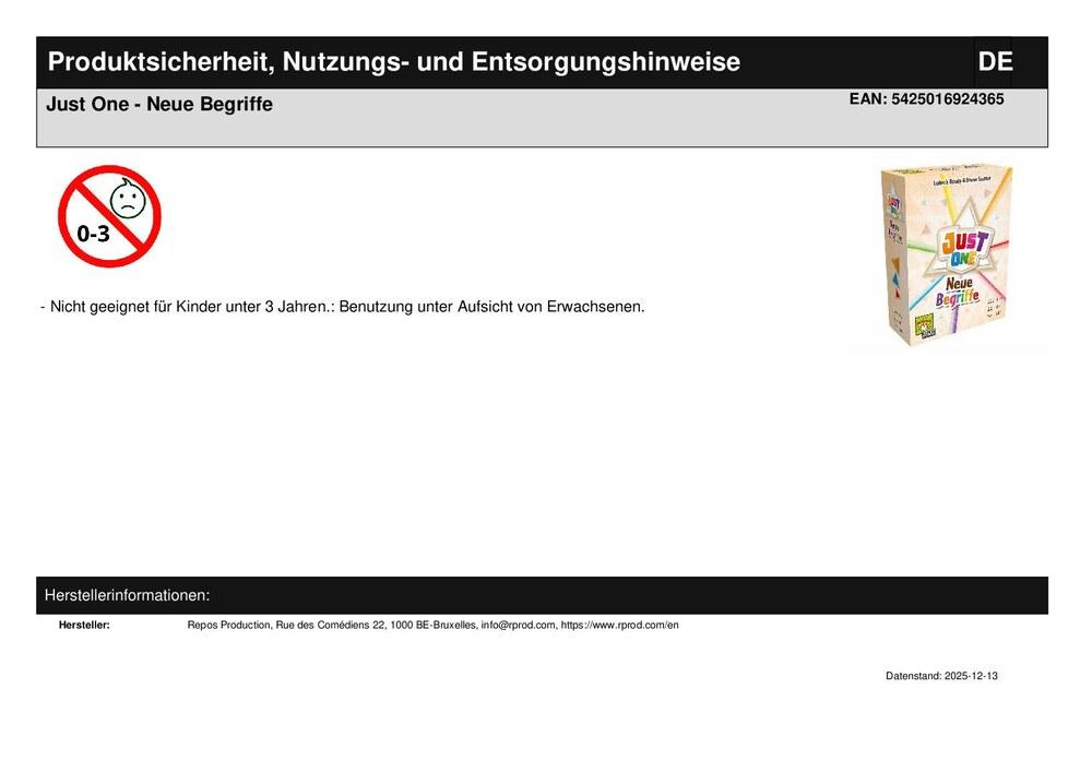 Just One - Neue Begriffe