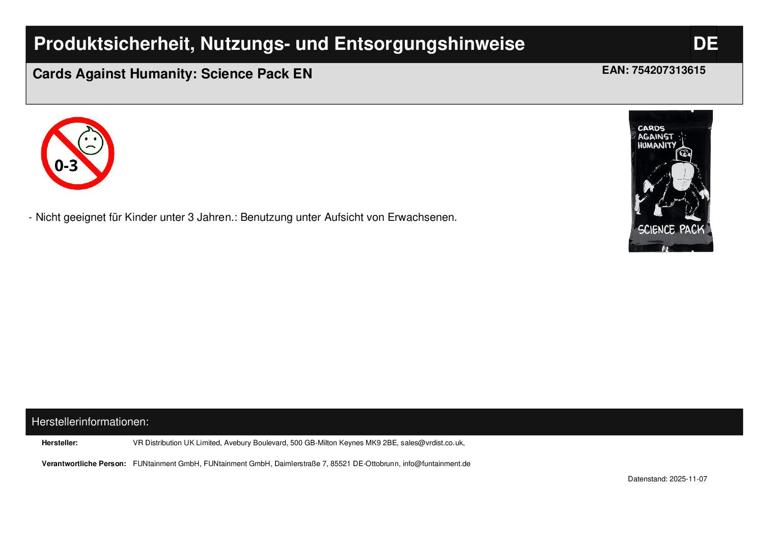 Cards Against Humanity: Science Pack EN