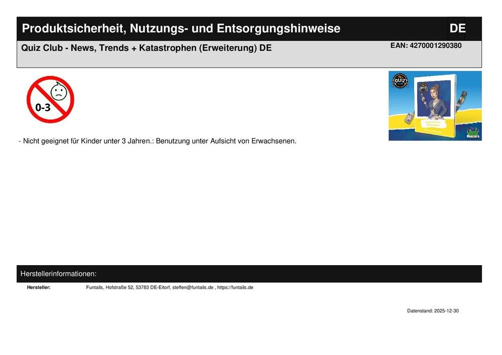 Quiz Club - News, Trends + Katastrophen (Erweiterung) DE