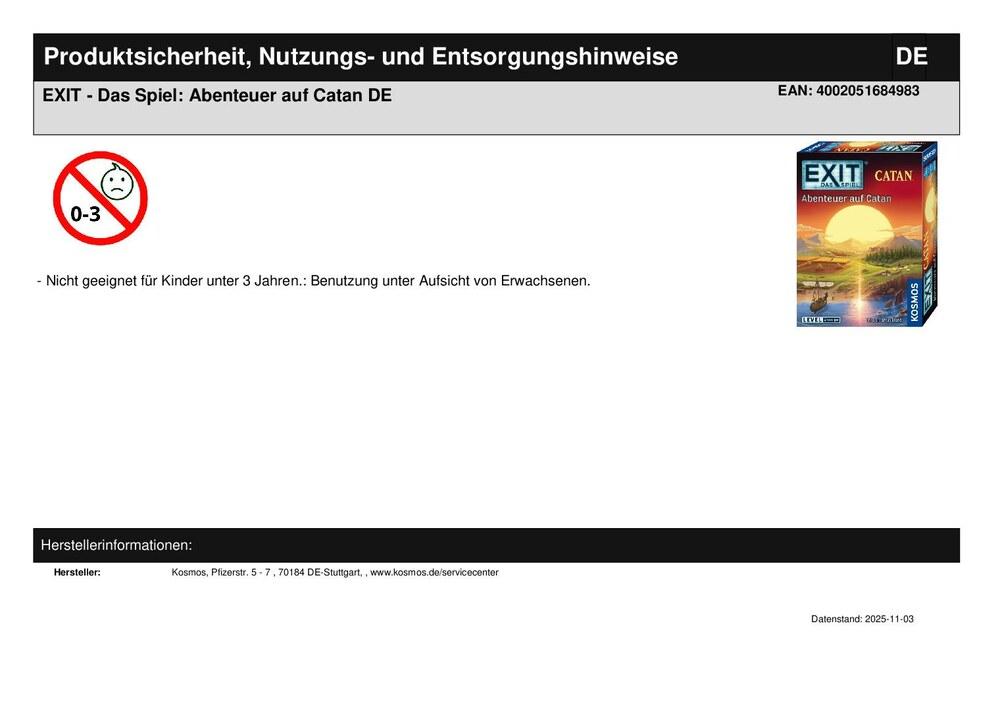 EXIT - Das Spiel: Abenteuer auf Catan DE