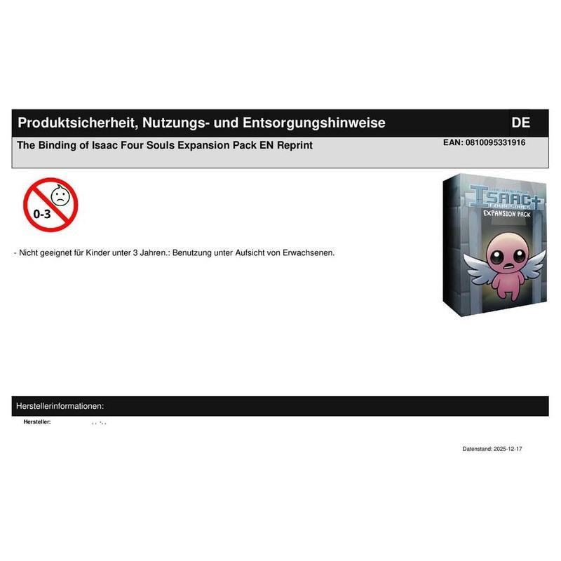 The Binding of Isaac Four Souls Expansion Pack EN Reprint