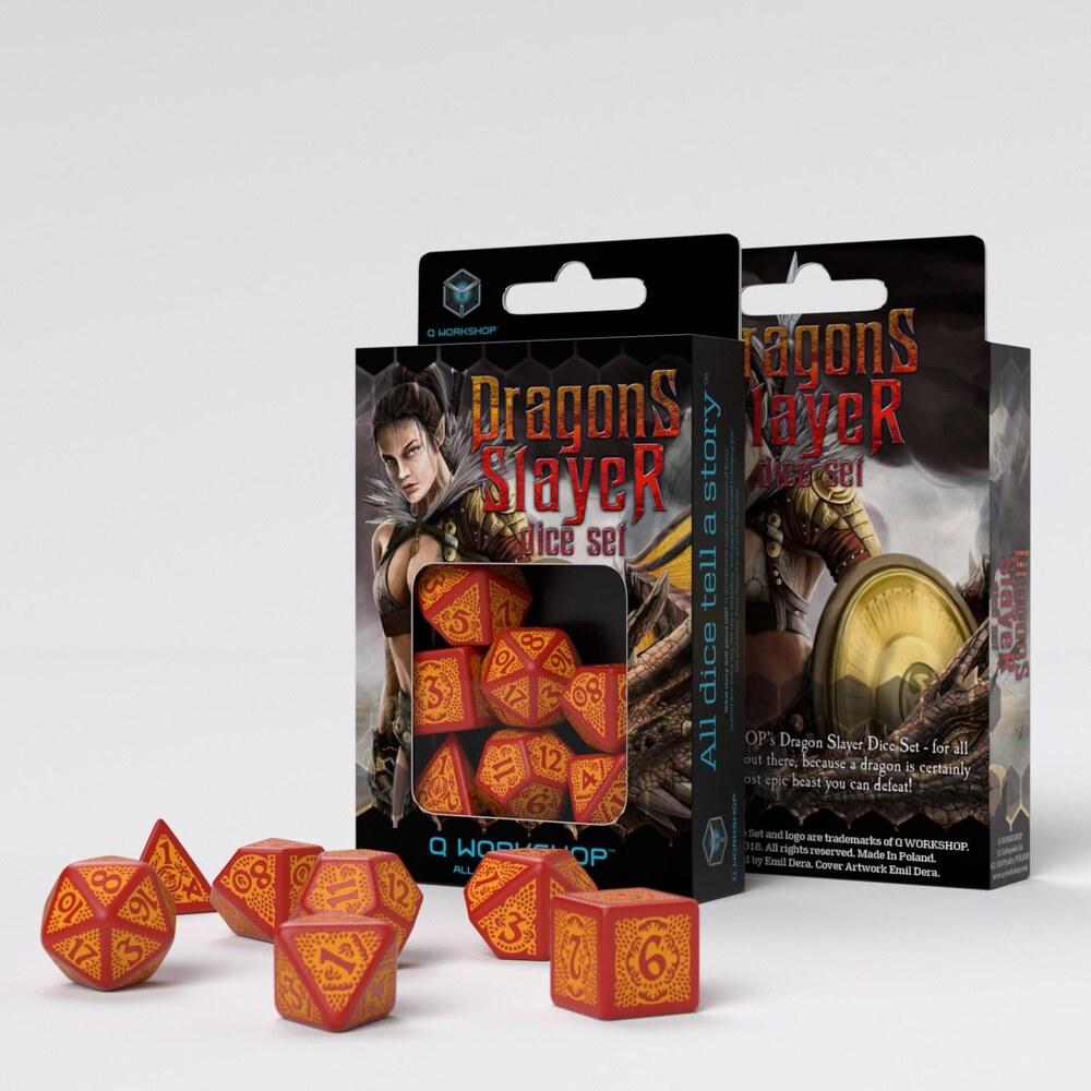 Q Workshop - Dragon Slayer Red & Orange Dice Set (7)